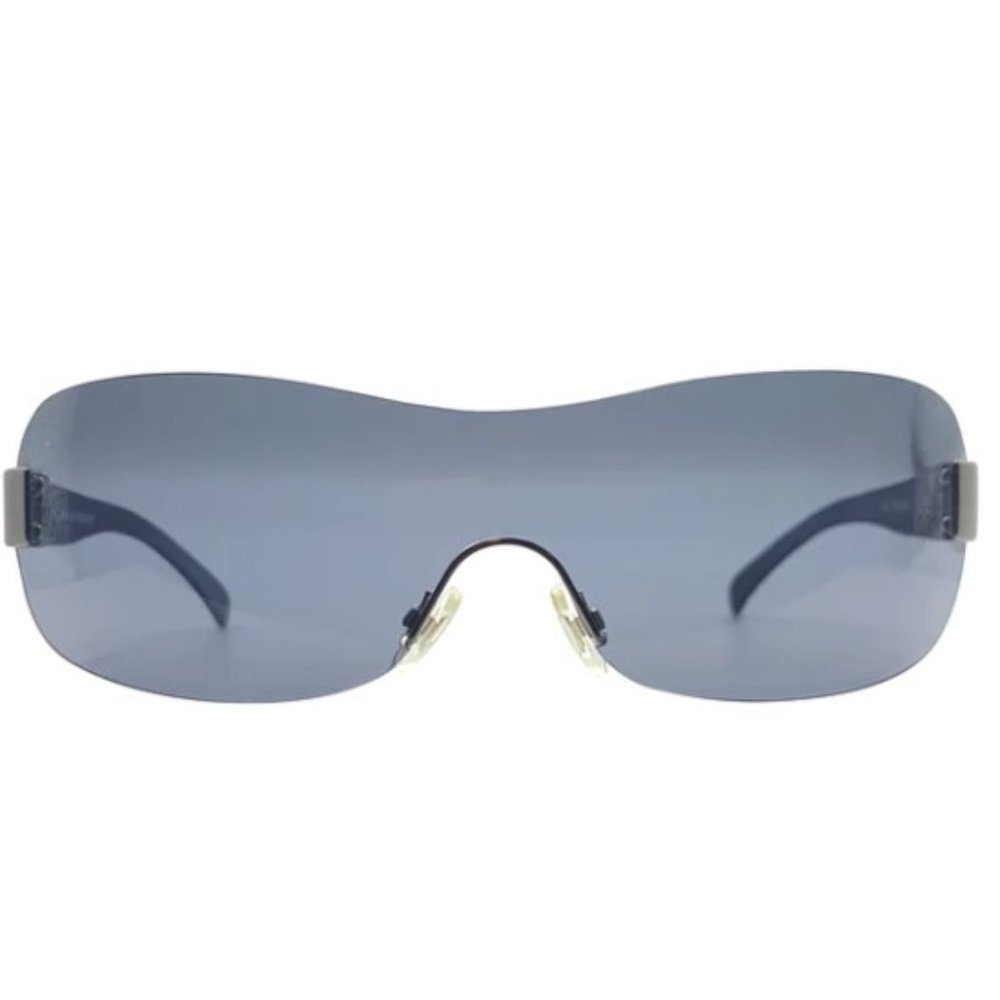 Vintage Black Rimless Shield Sunglasses